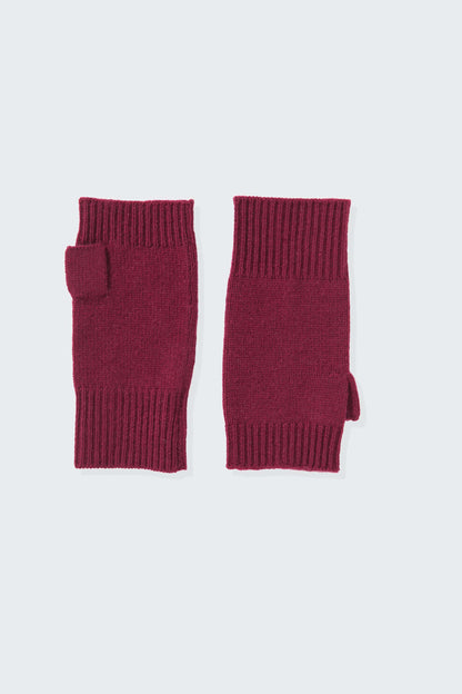 Fingerless Cashmere Mittens - Burgundy