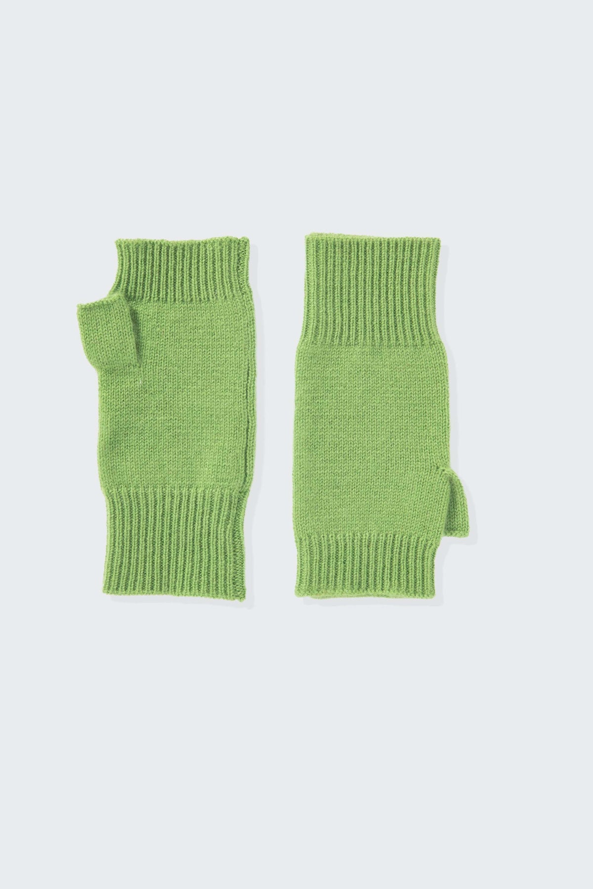 Fingerless Cashmere Mittens - Nettle Green