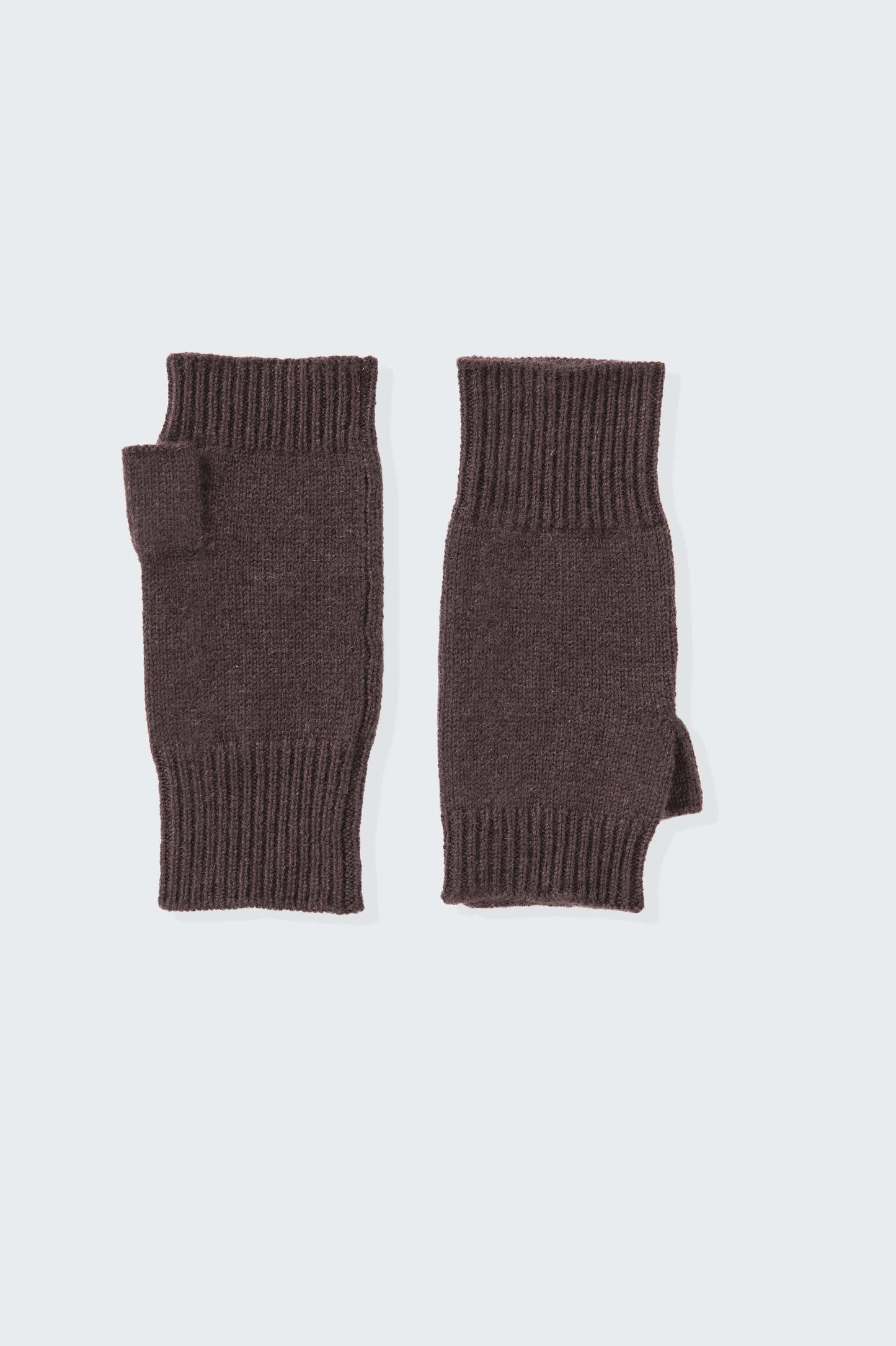 Fingerless Cashmere Mittens - Peat Brown