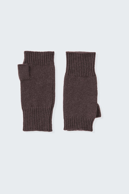 Fingerless Cashmere Mittens - Peat Brown