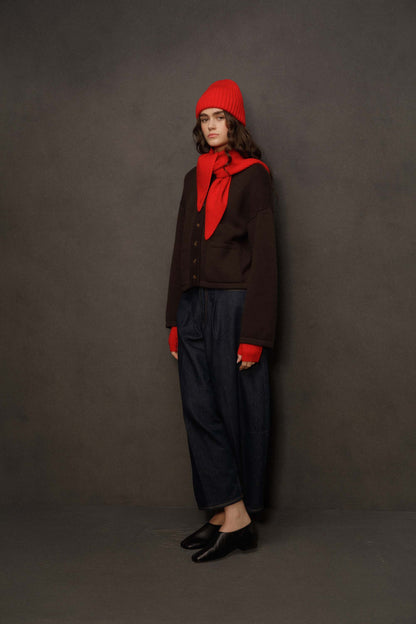 Fingerless Cashmere Mittens - Red