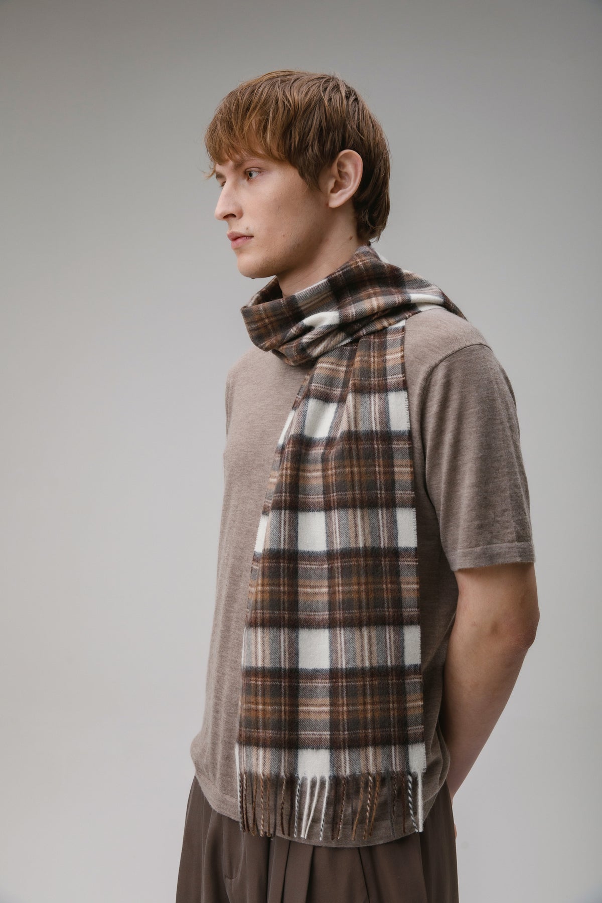 Heritage Tartan Cashmere Wide Scarf - Natural Dress Stewart