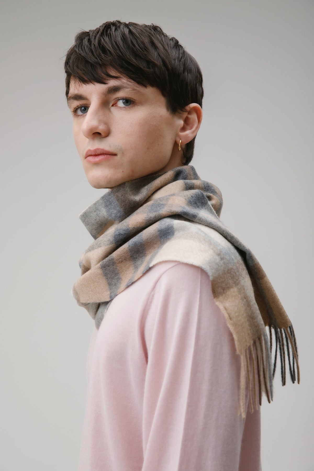 Tartan Cashmere Scarf - Natural