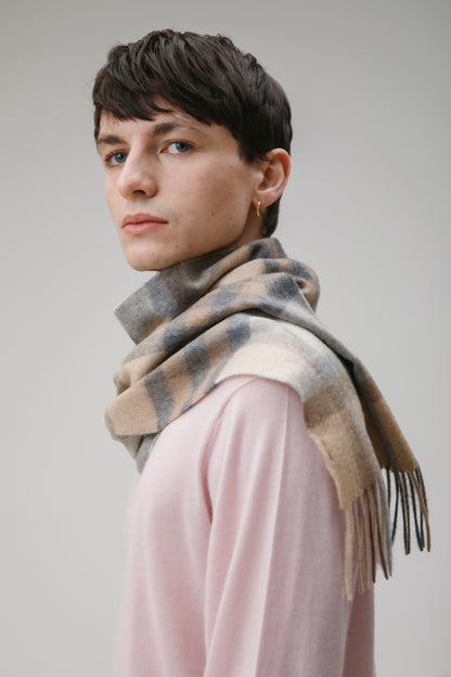 Tartan 2 Cashmere Scarf - Natural
