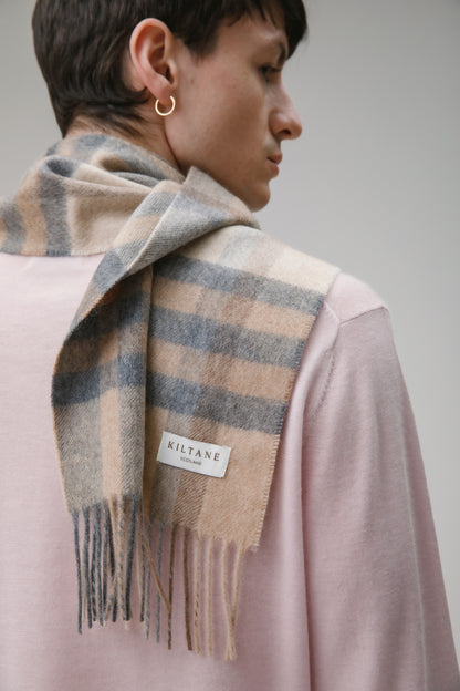 Tartan 2 Cashmere Scarf - Natural