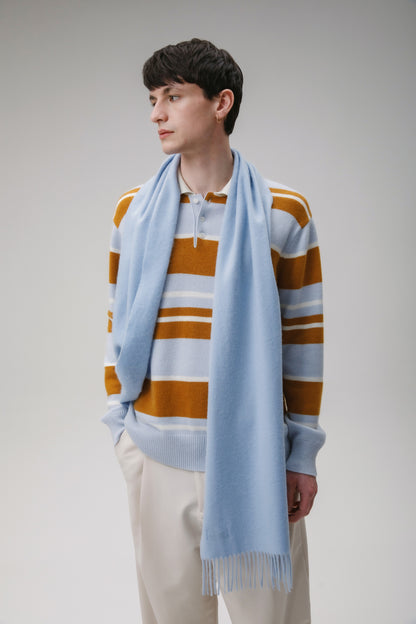 Solid Cashmere Wide Scarf - Blue