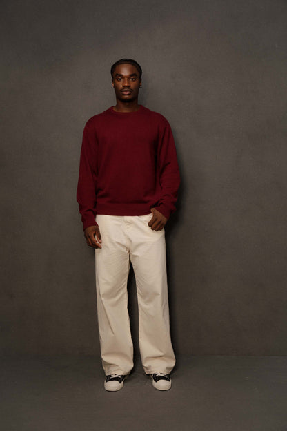 Men’s Comely Cashmere Crew Neck Jumper - Burgundy