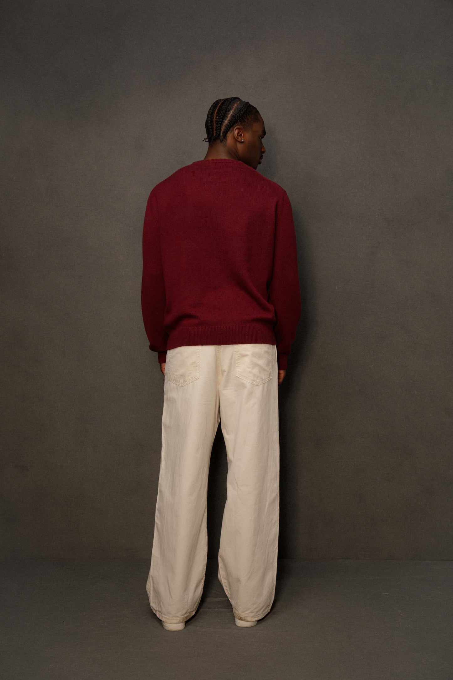 Men’s Comely Cashmere Crew Neck Jumper - Burgundy