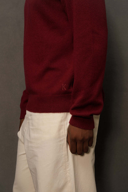 Men’s Comely Cashmere Crew Neck Jumper - Burgundy