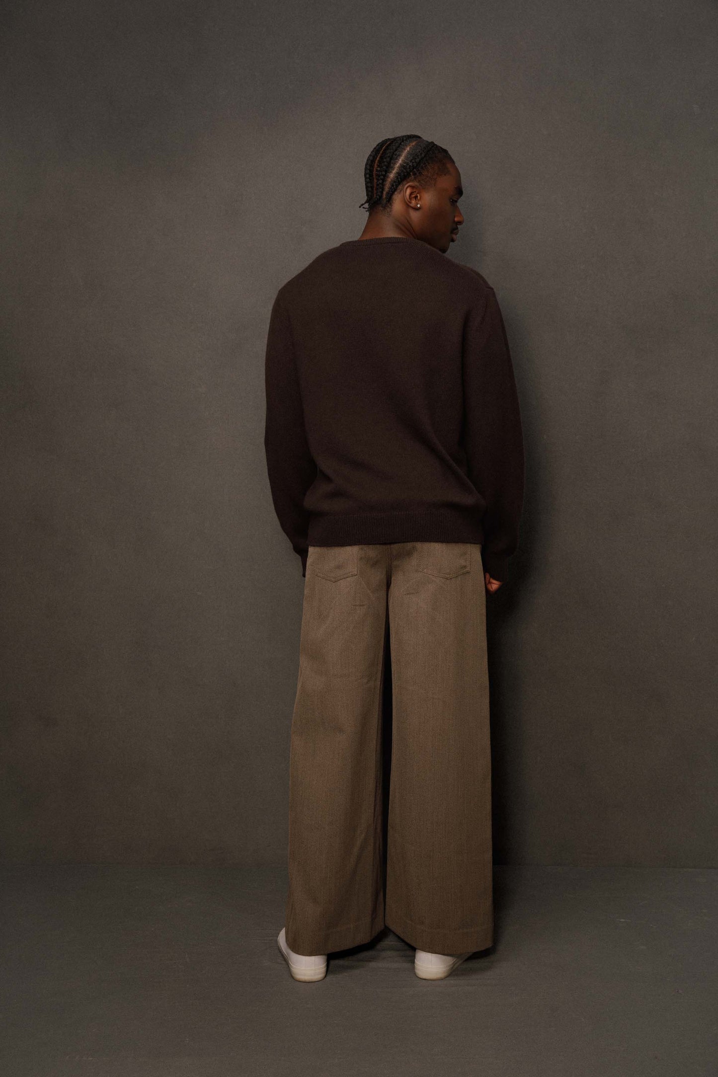 Men’s Comely Cashmere Crew Neck Jumper - Peat Brown