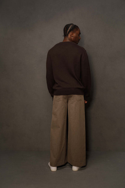 Men’s Comely Cashmere Crew Neck Jumper - Peat Brown