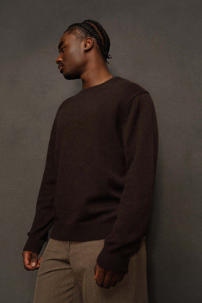 Men’s Comely Cashmere Crew Neck Jumper - Peat Brown