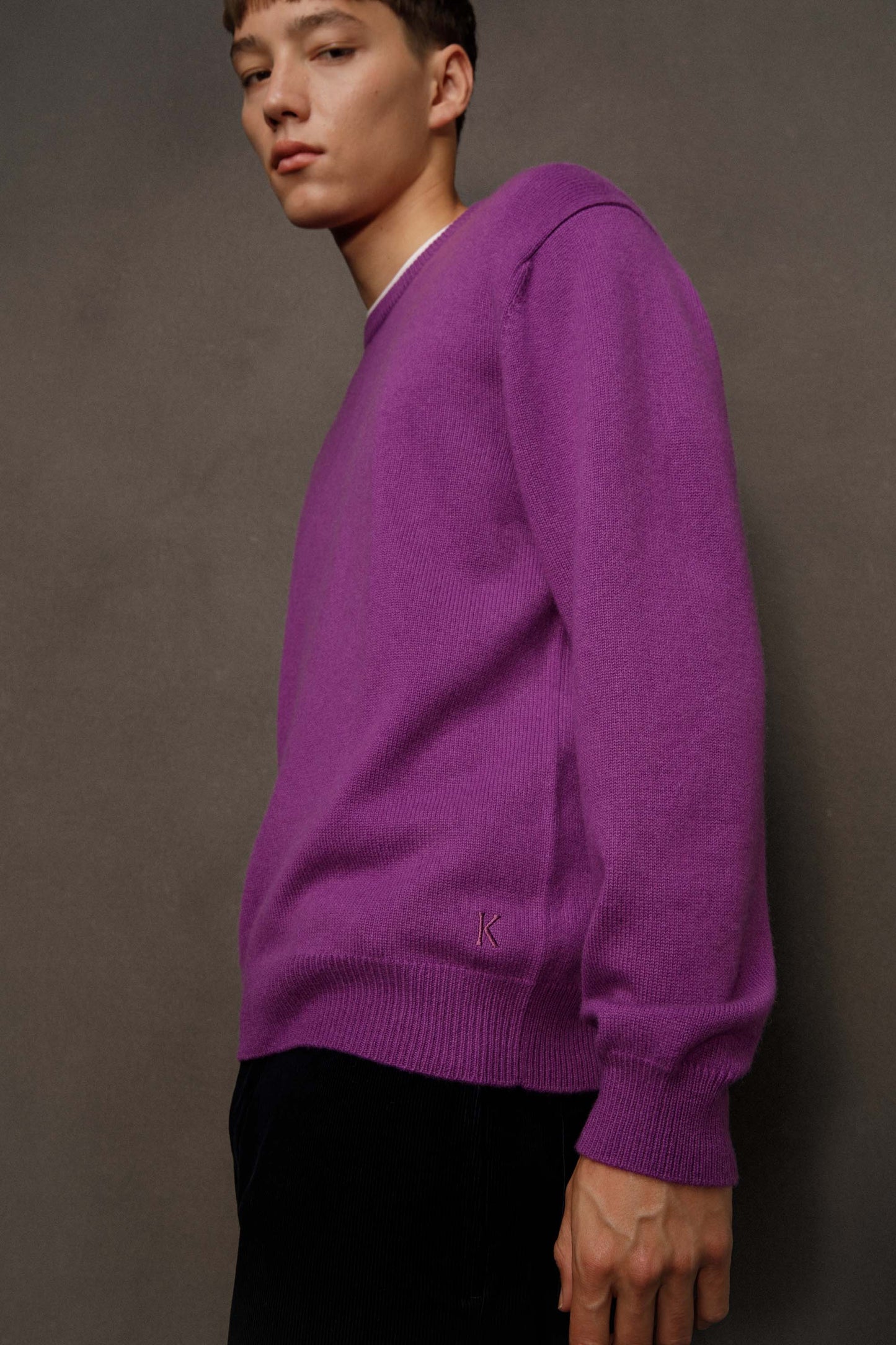 Men’s Comely Cashmere Crew Neck Jumper - Thistle Purple
