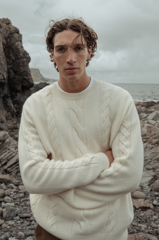 Men's Canongate Cashmere Cable Jumper - Off White