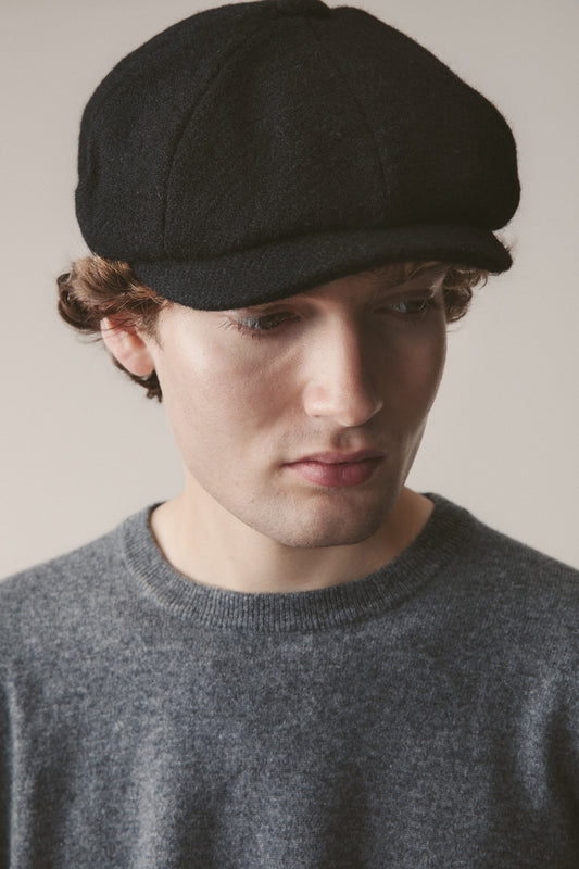 Harris Tweed Carloway Hat - Plain Black Twill