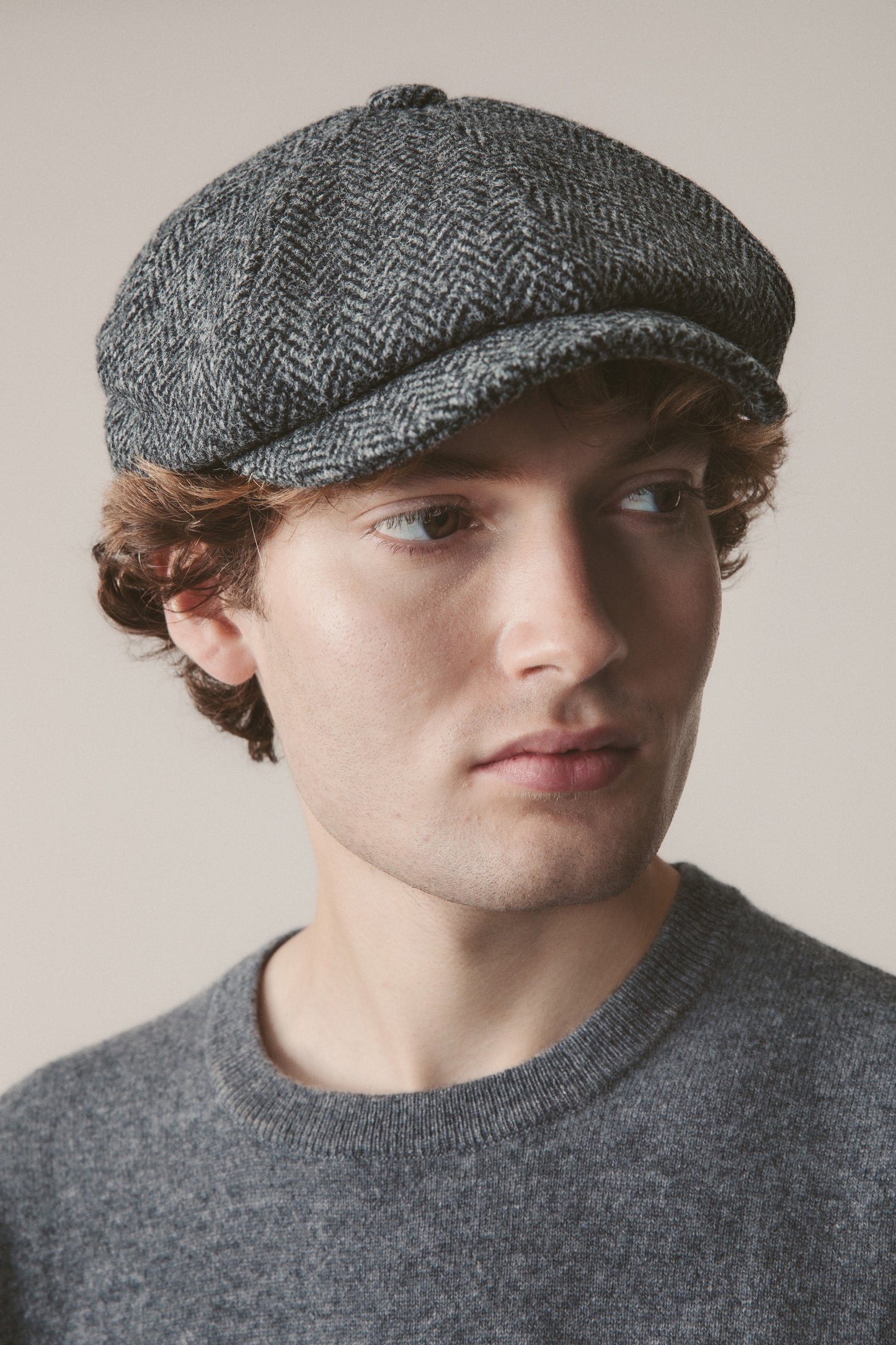 Harris Tweed Carloway Hat - Charcoal Herringbone