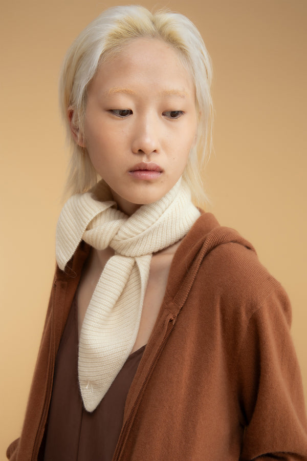 Knitted Cashmere Neck Tie - Cream