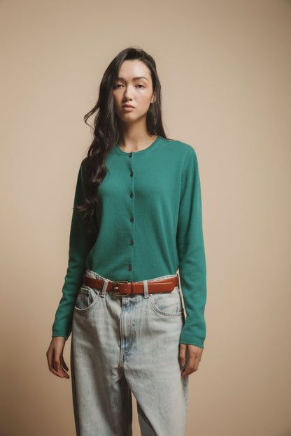 Green Cashmere Knitted Cardigan