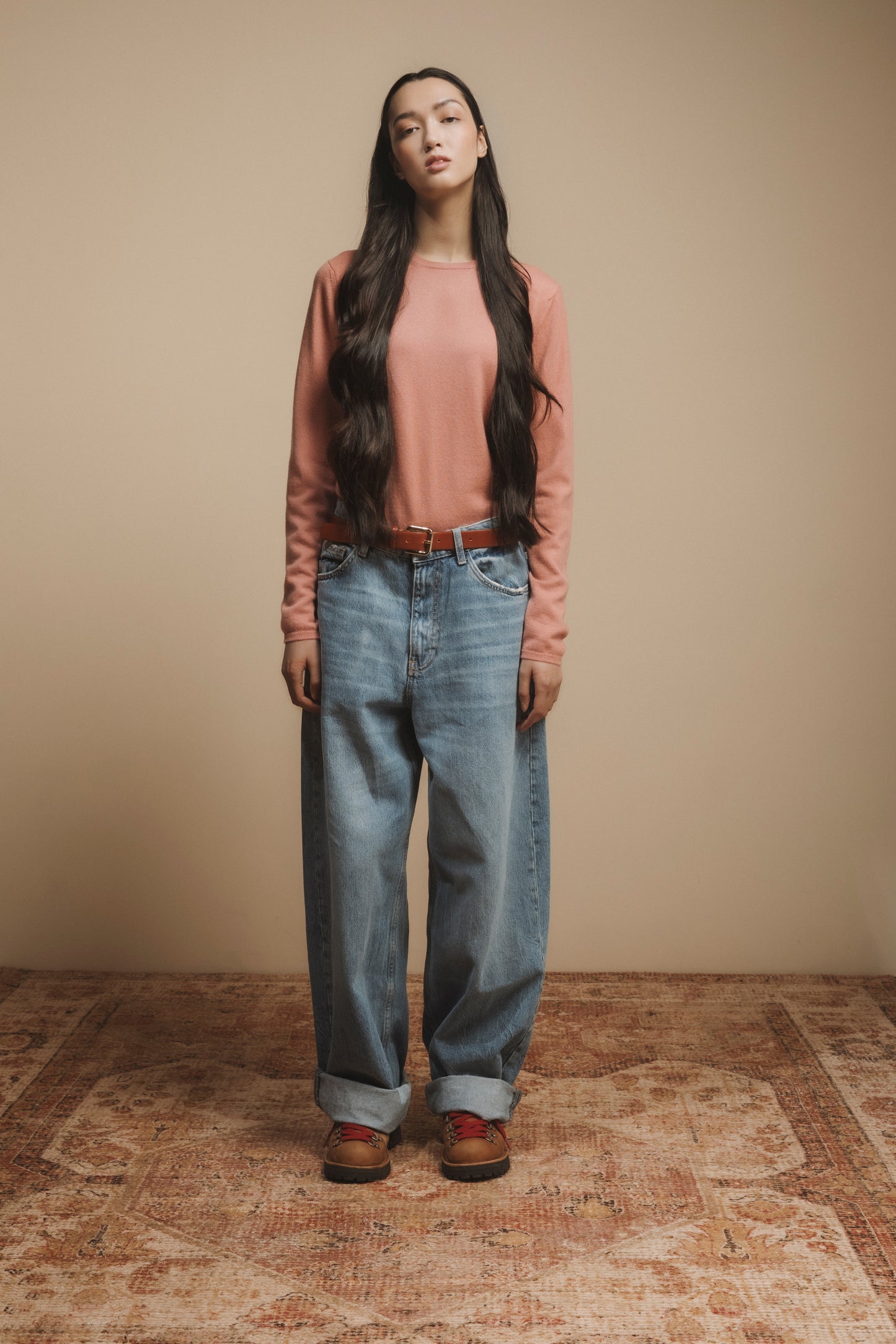 Scottish Cashmere Crew Neck in Dusky Pink