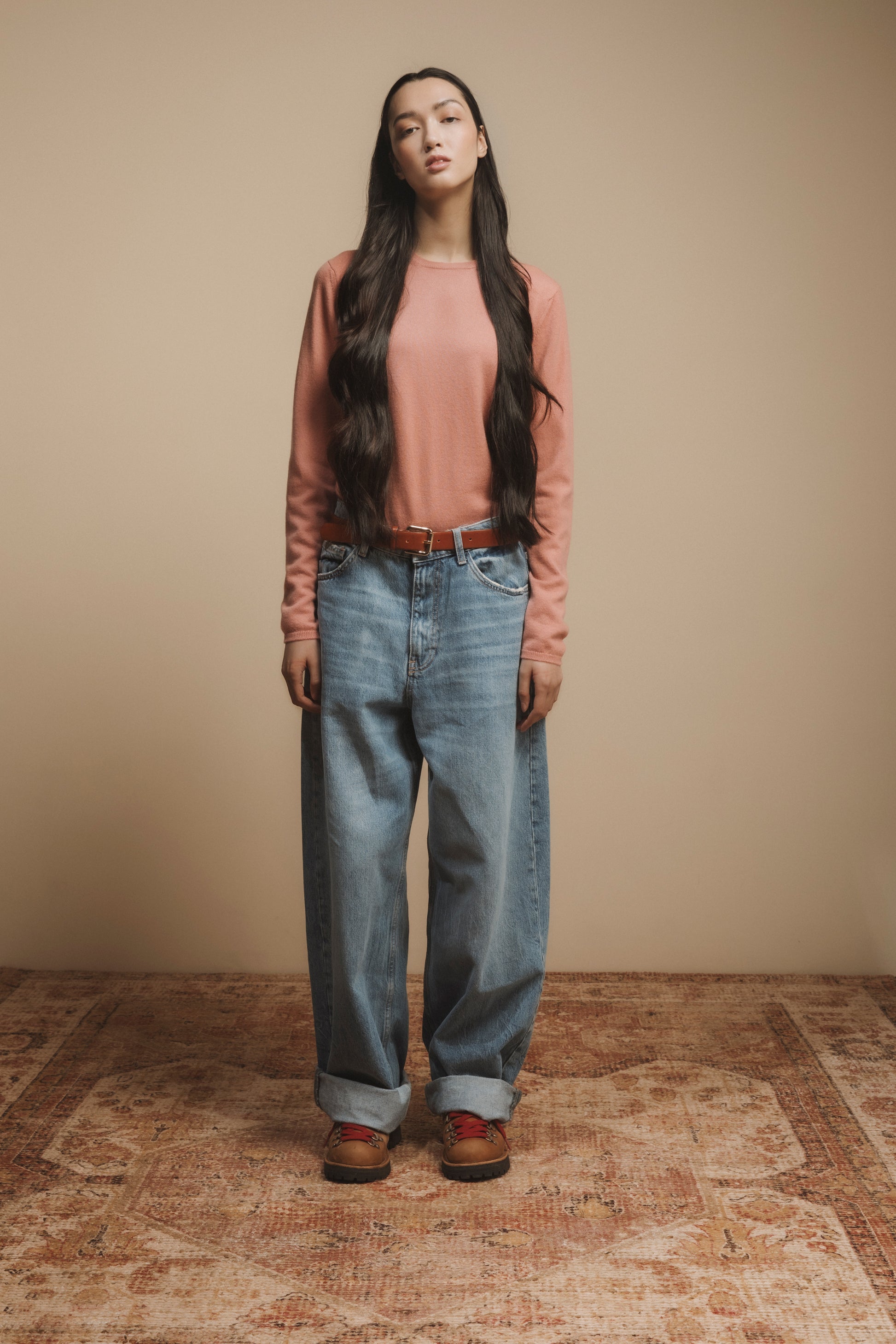 Scottish Cashmere Crew Neck in Dusky Pink