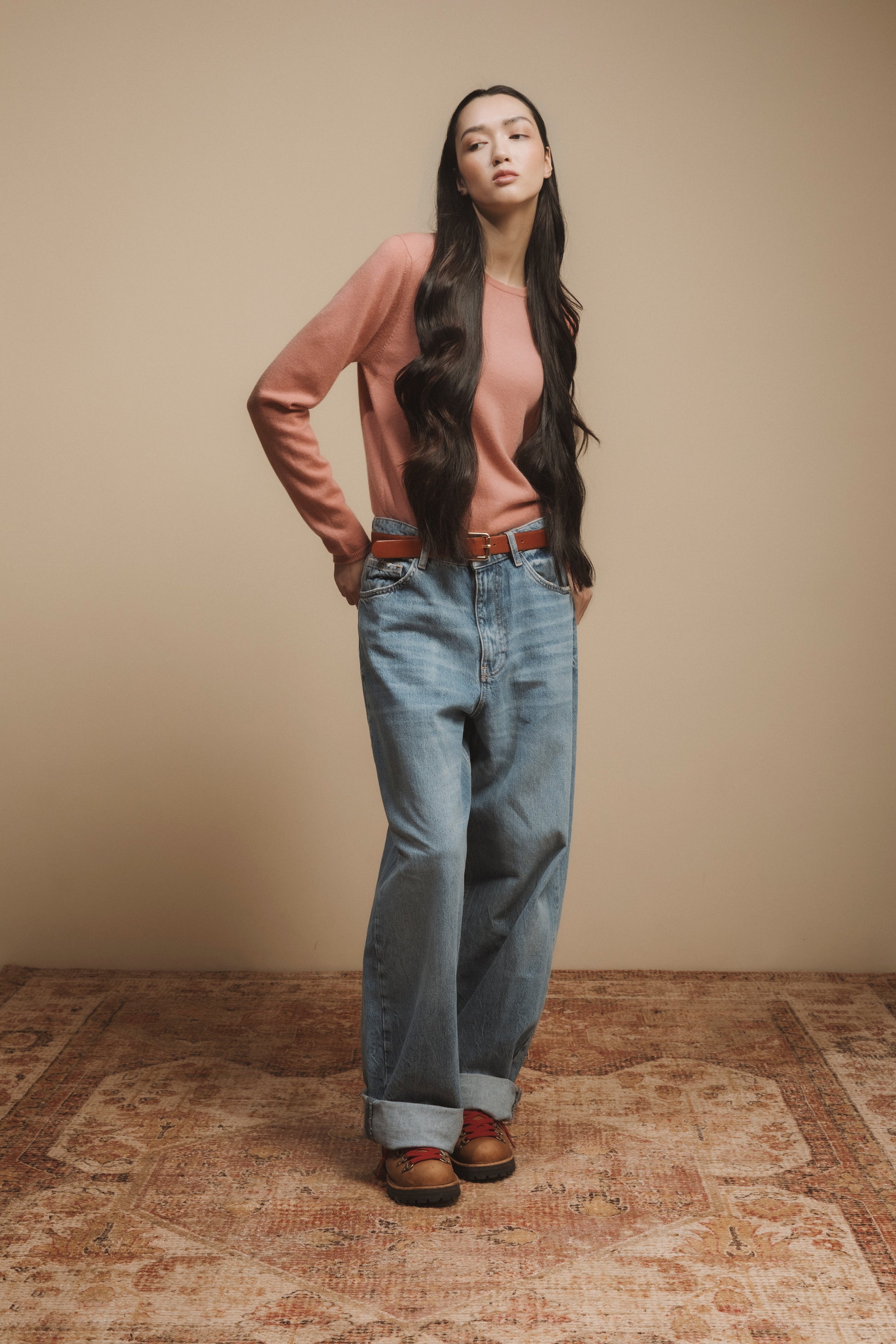 Dusky Pink Cashmere Knitted Jumper