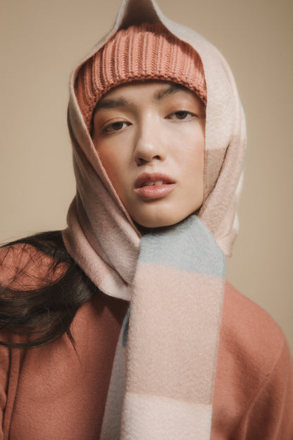 3 Square Check Cashmere Wide Scarf