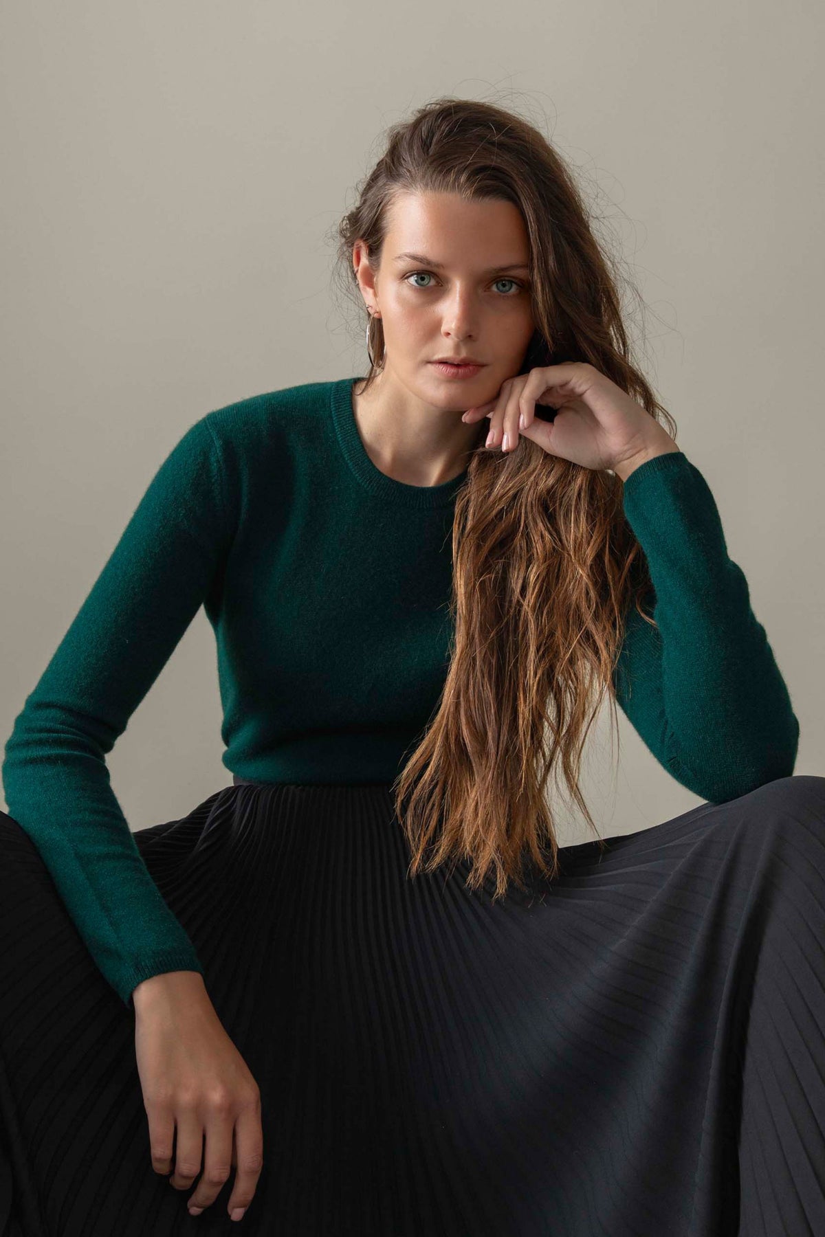 Cashmere Crew Neck Jumper Forest Green