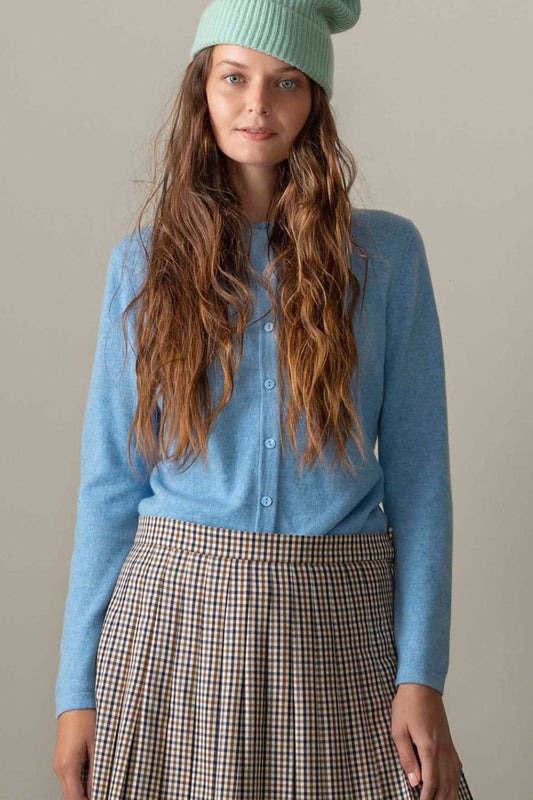 Women's Cashmere High Button Cardigan - Glacier