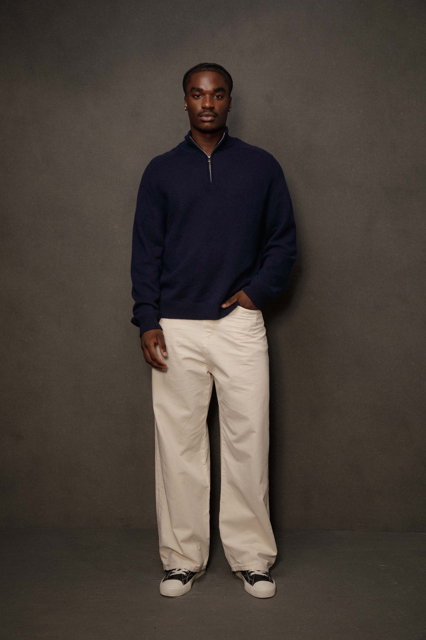 Men’s Edinburgh Cashmere Half Zip Jumper - Navy