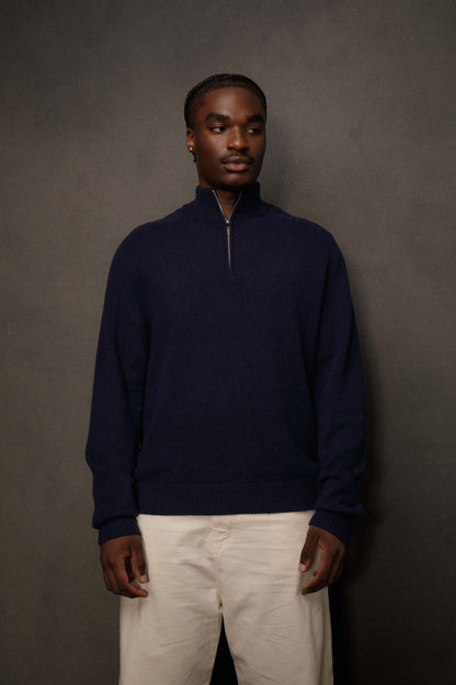 Men’s Edinburgh Cashmere Half Zip Jumper - Navy