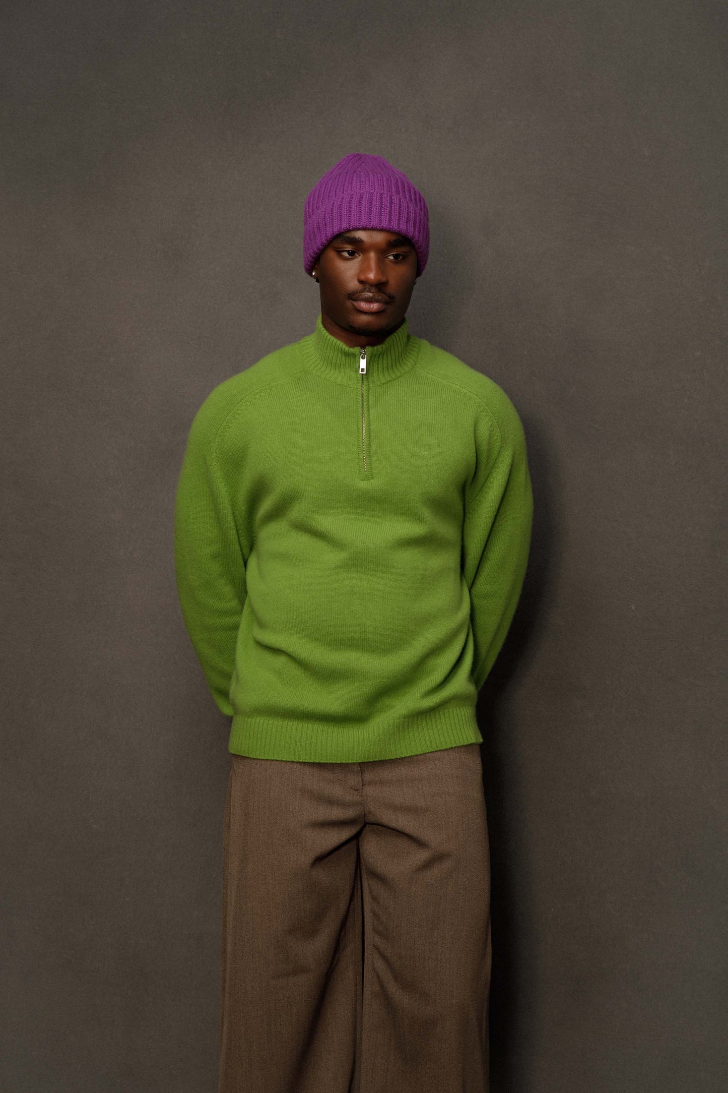 Men’s Edinburgh Cashmere Half Zip Jumper - Nettle Green