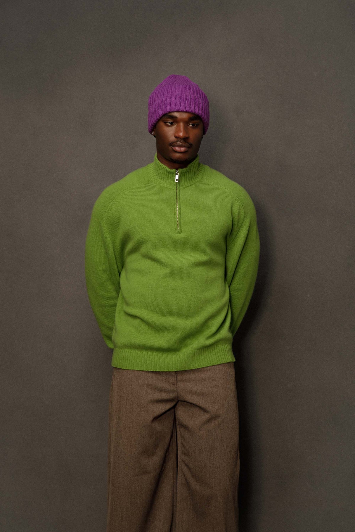 Men’s Edinburgh Cashmere Half Zip Jumper - Nettle Green