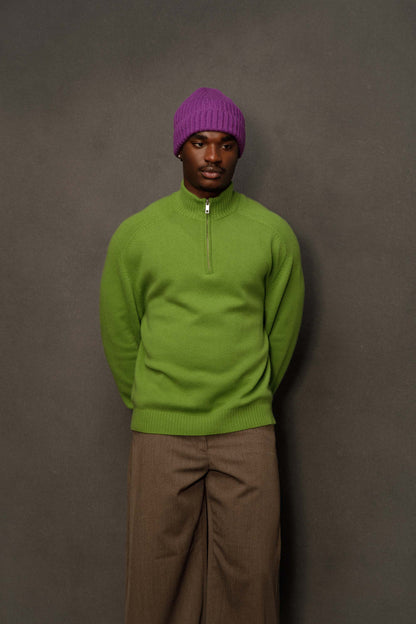 Men’s Edinburgh Cashmere Half Zip Jumper - Nettle Green