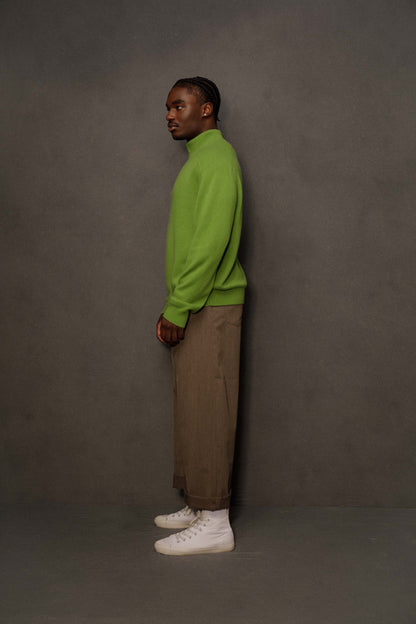 Men’s Edinburgh Cashmere Half Zip Jumper - Nettle Green