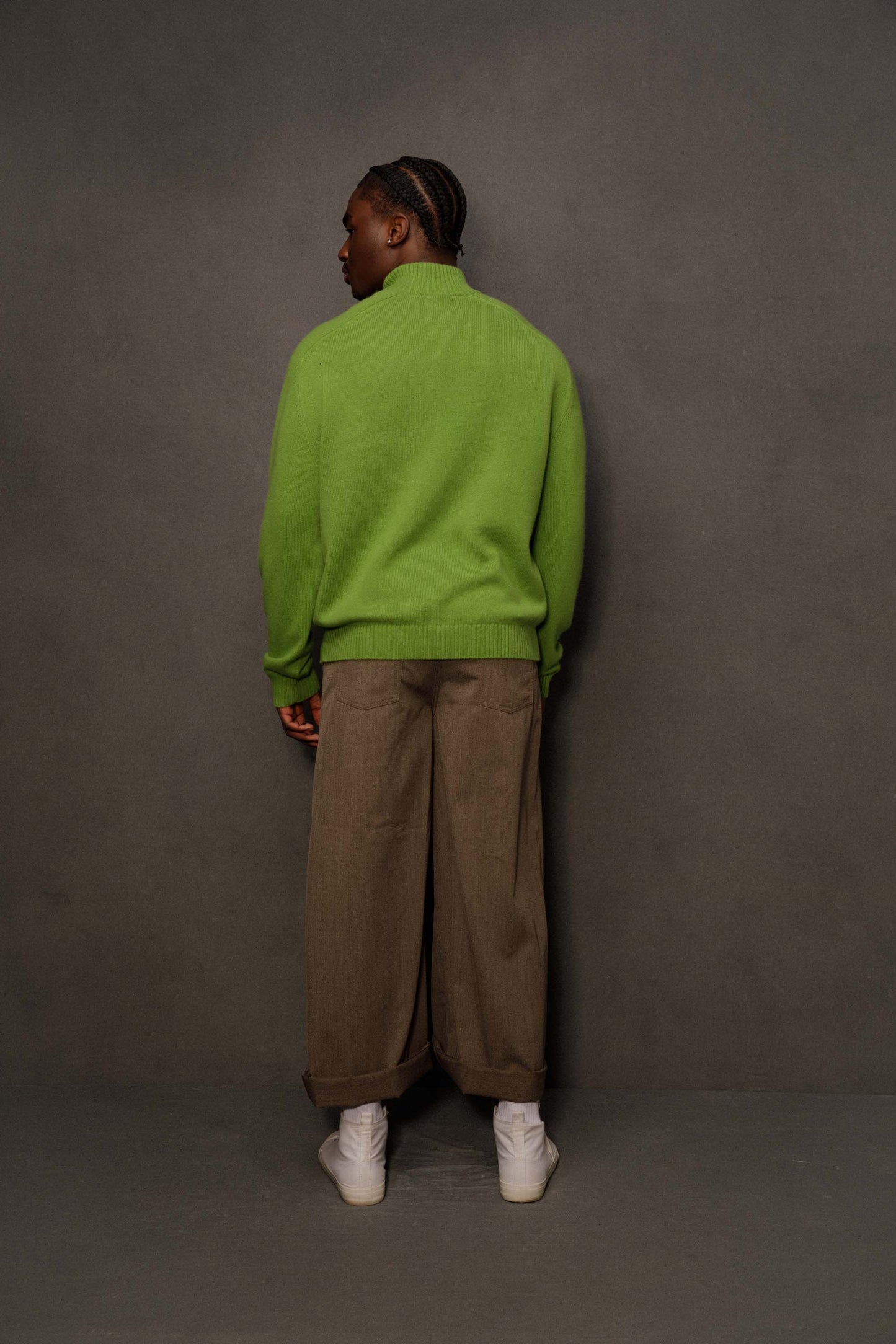 Men’s Edinburgh Cashmere Half Zip Jumper - Nettle Green