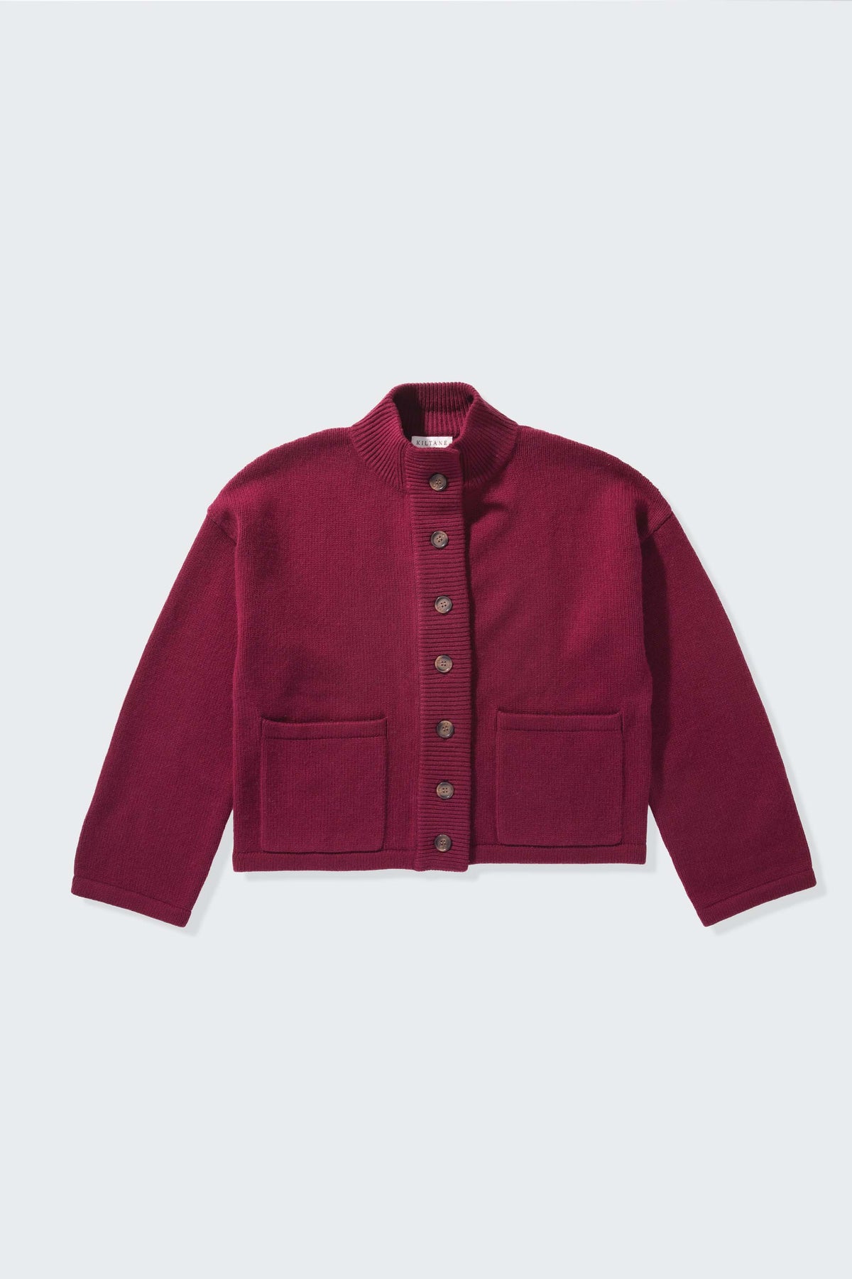Women’s Cashmere Funnel Neck Cardigan - Burgundy
