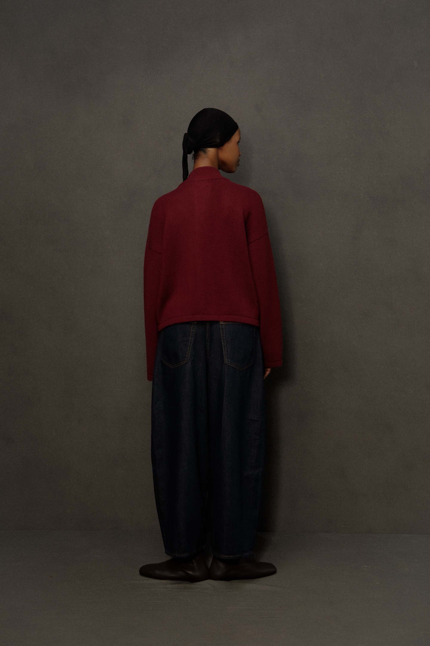 Women’s Cashmere Funnel Neck Cardigan - Burgundy