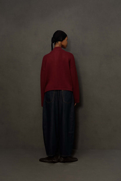 Women’s Cashmere Funnel Neck Cardigan - Burgundy