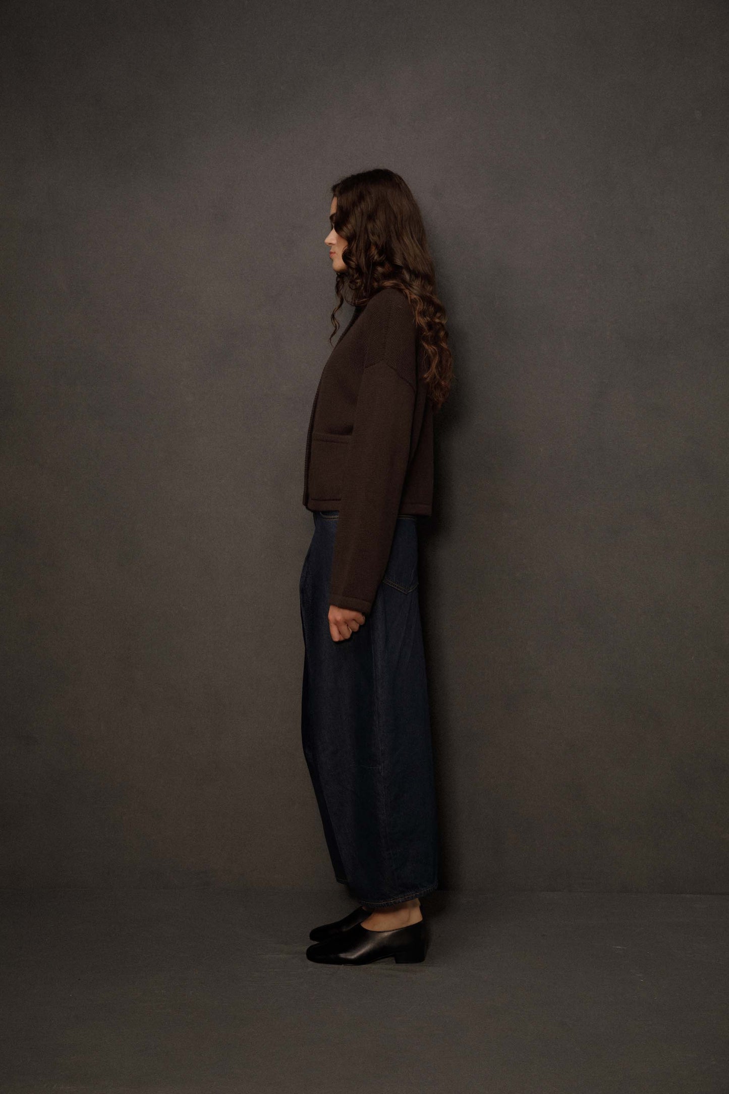 Women’s Cashmere Funnel Neck Cardigan - Peat Brown