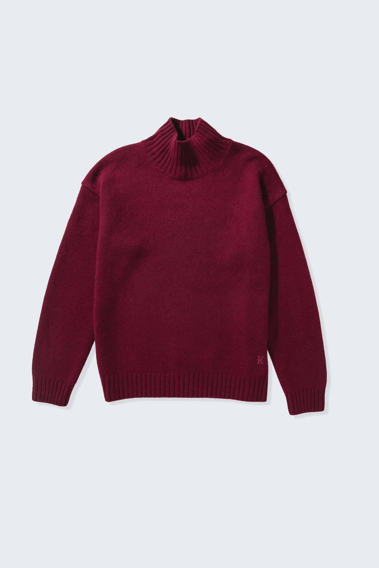 Men's Cashmere Funnel Neck Jumper - Burgundy