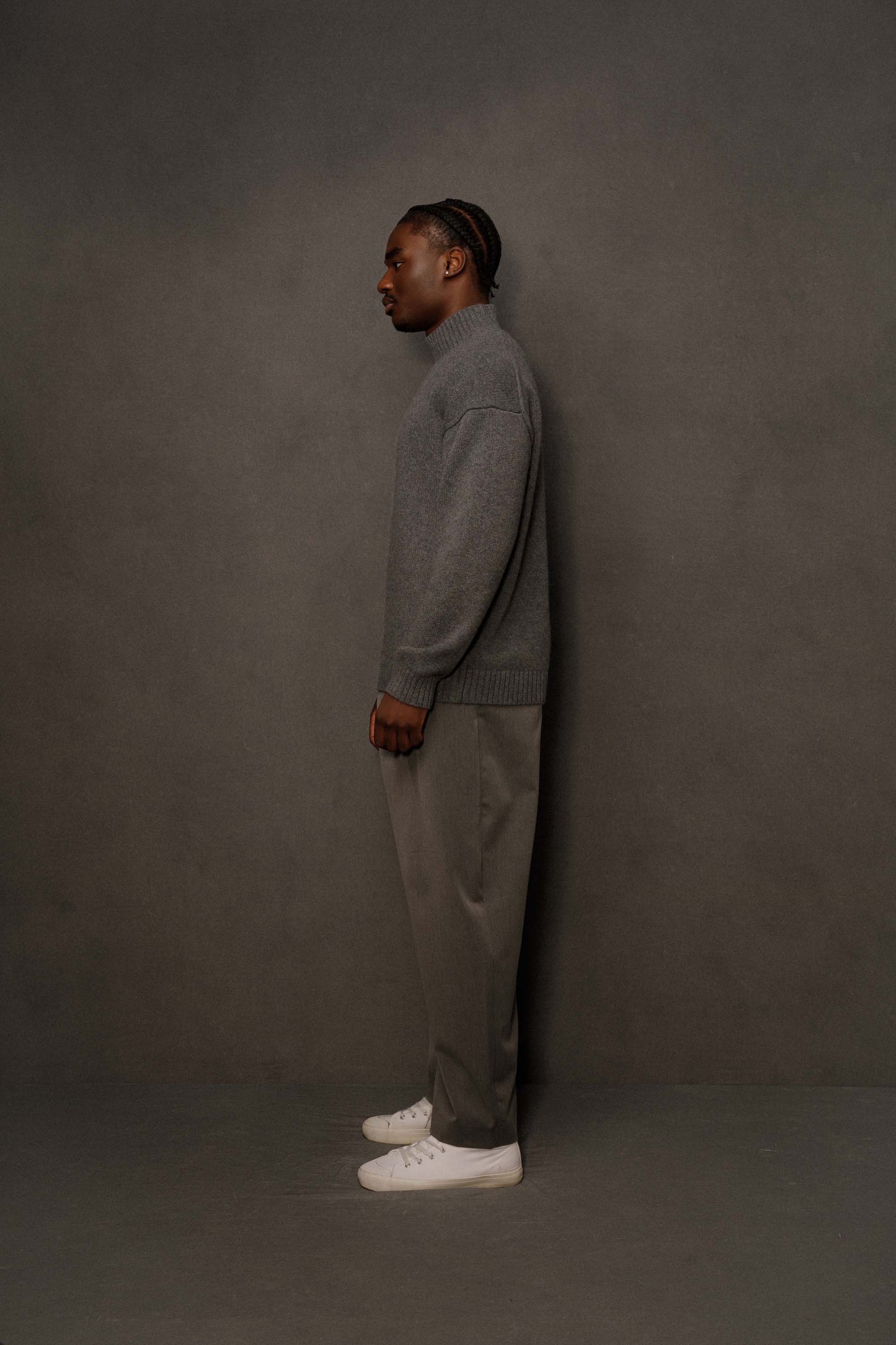 Men's Cashmere Funnel Neck Jumper - Grey