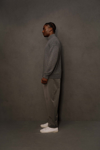 Men's Cashmere Funnel Neck Jumper - Grey
