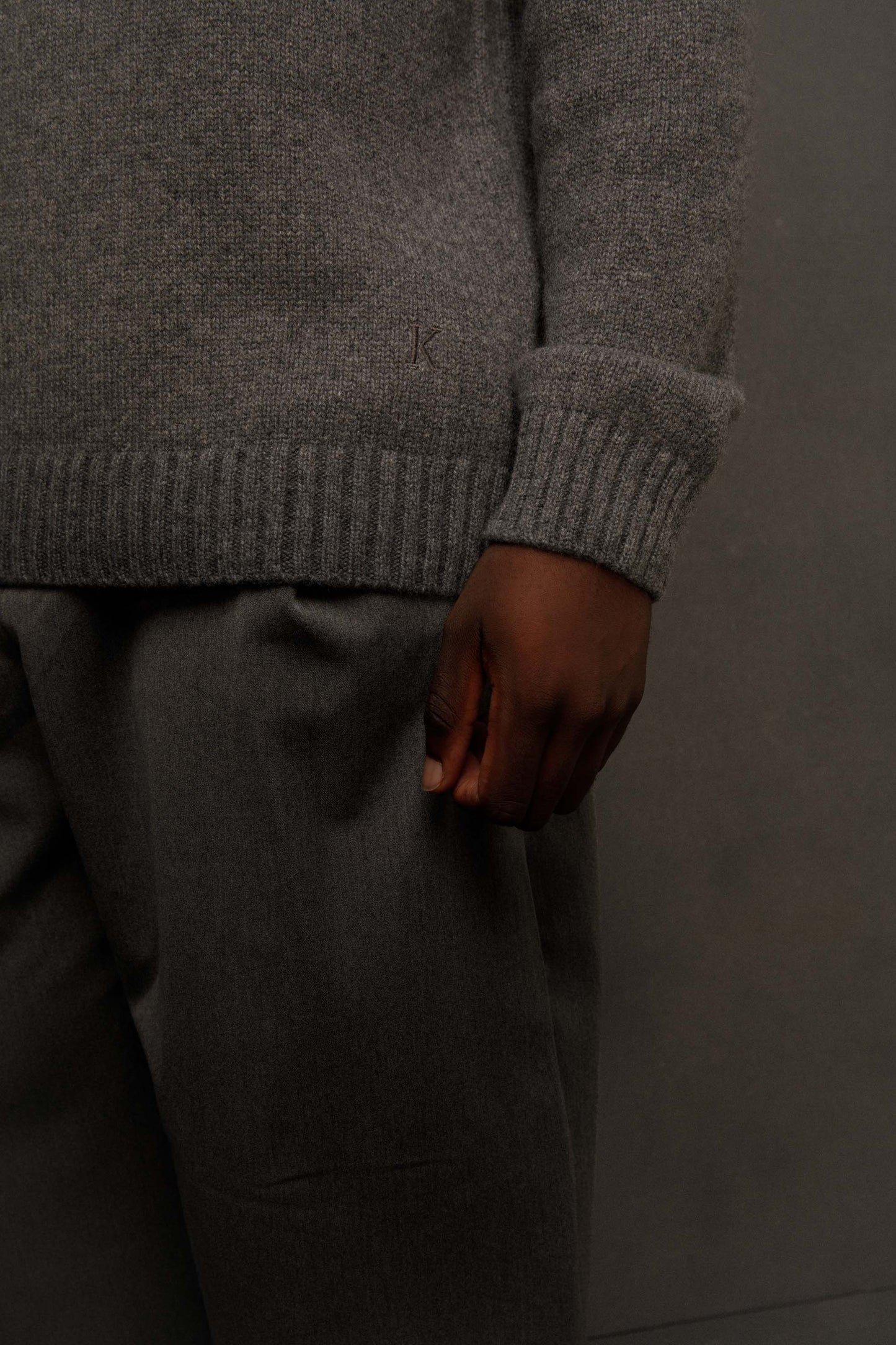 Men's Cashmere Funnel Neck Jumper - Grey