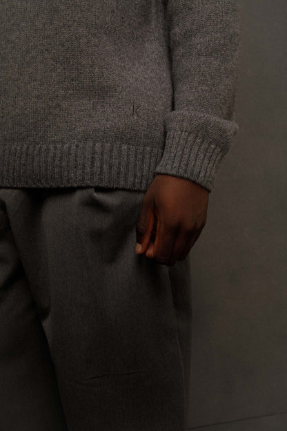 Men's Cashmere Funnel Neck Jumper - Grey