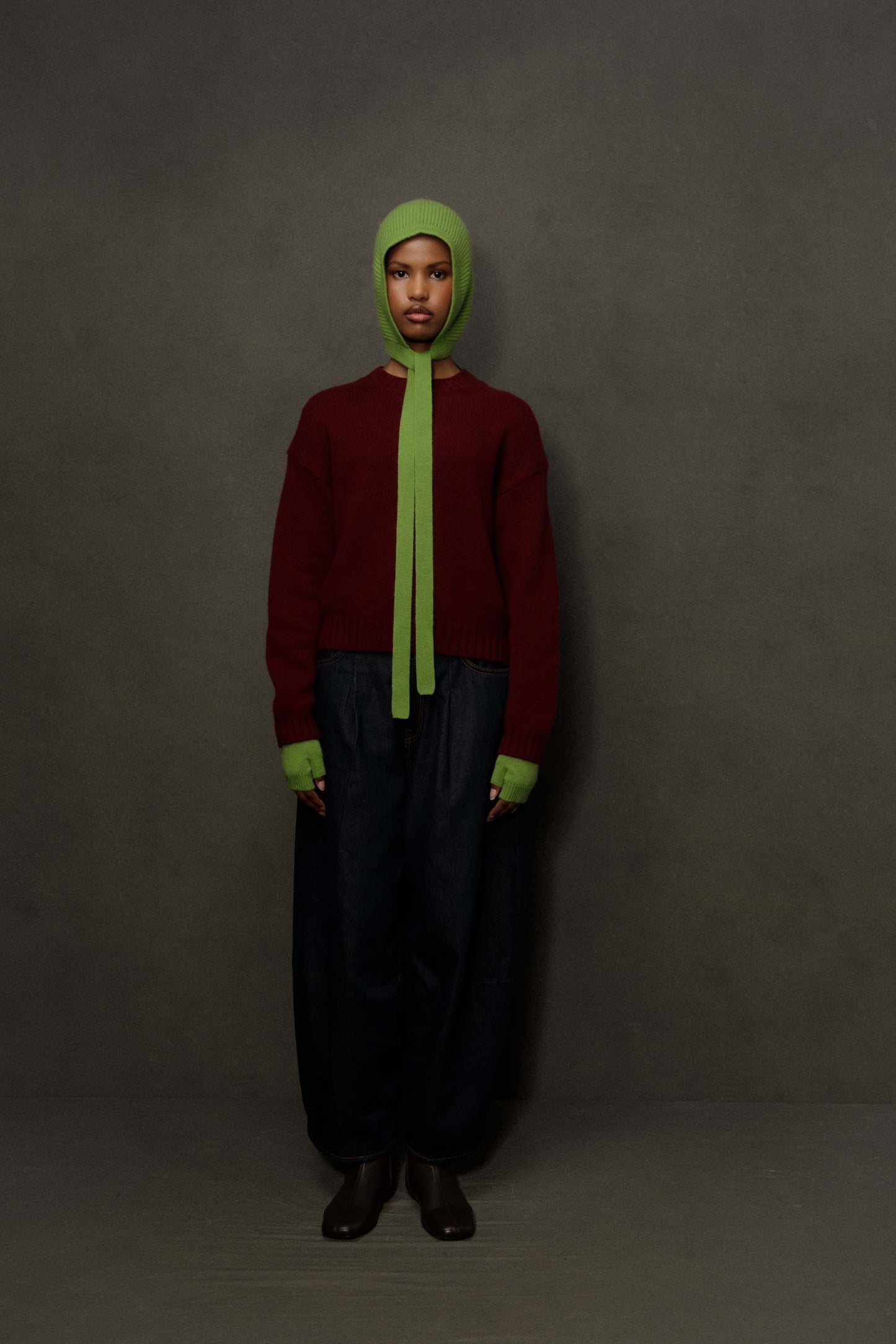 Knitted Cashmere Bonnet - Nettle Green