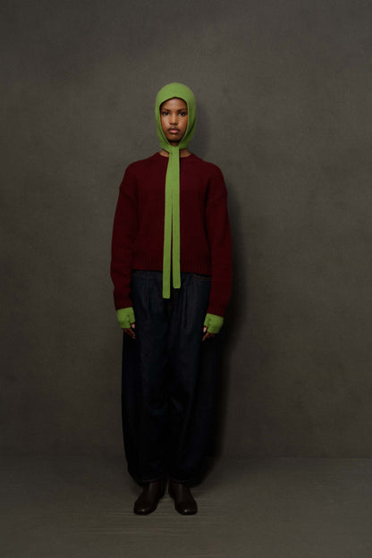 Knitted Cashmere Bonnet - Nettle Green