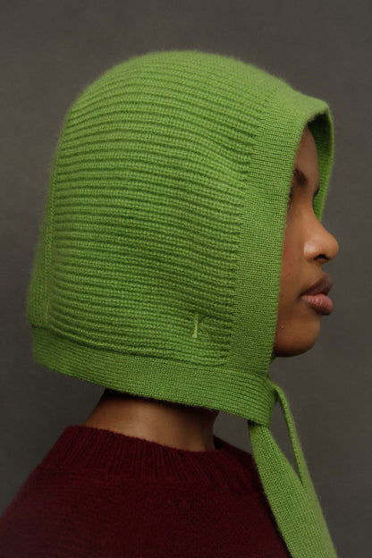 Knitted Cashmere Bonnet - Nettle Green