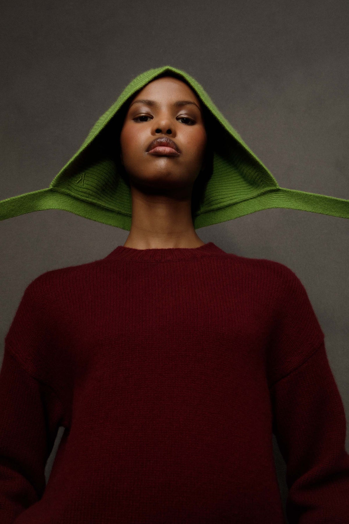 Knitted Cashmere Bonnet - Nettle Green
