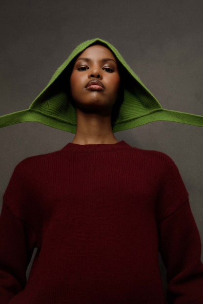 Knitted Cashmere Bonnet - Nettle Green