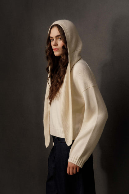 Hooded Cashmere Scarf - Cream